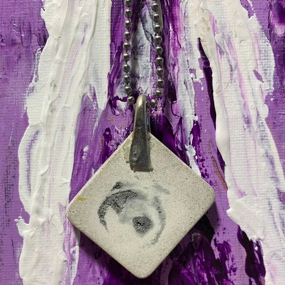 New Art Handmade concrete and stainless steel pendant necklace Minimalist unisex - Picture 2 of 5